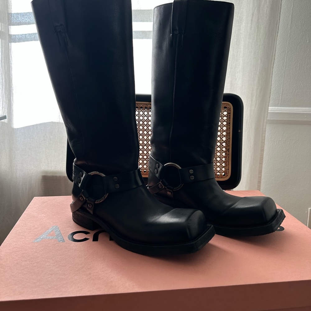 Acne Studios leather buckle boots